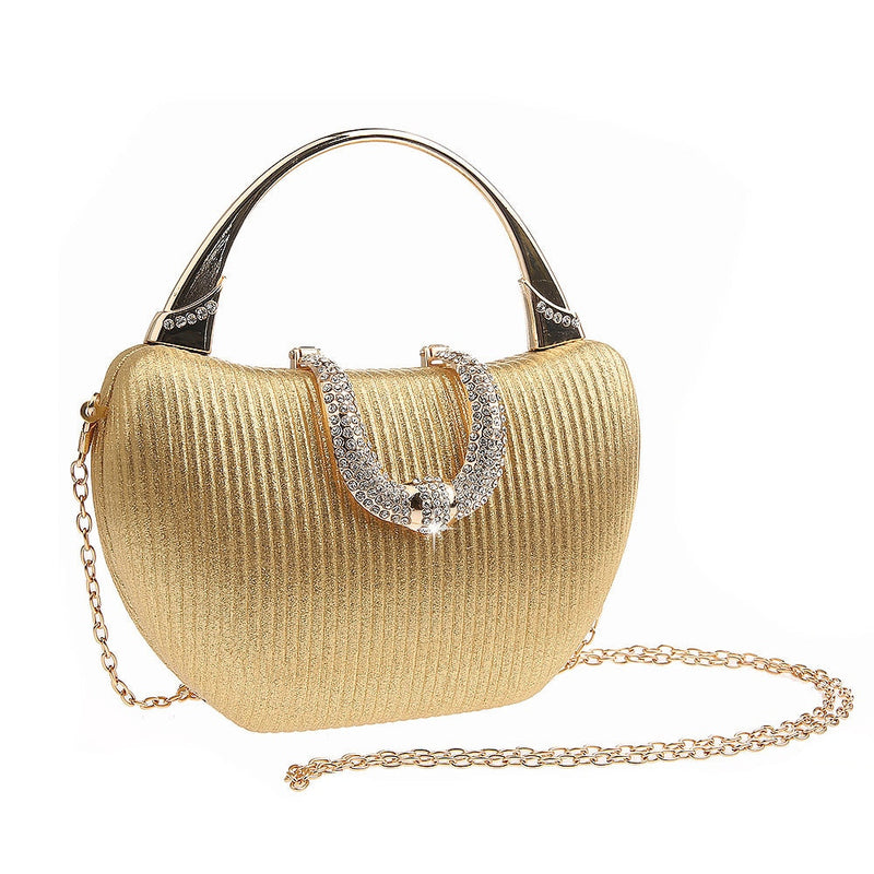 Bolso de mano Maritza Vintage – tejido metalizado plisado con pedrería