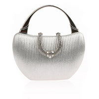 Bolso de mano Maritza Vintage – tejido metalizado plisado con pedrería