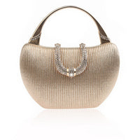 Bolso de mano Maritza Vintage – tejido metalizado plisado con pedrería
